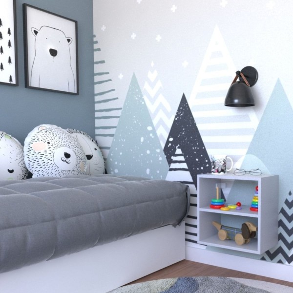 Encontraproduto.com.br - Nicho com Prateleira para Quarto Infantil Bramov Móveis Cinza Cristal