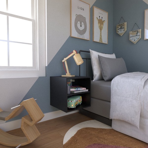 Encontraproduto.com.br - Nicho com Prateleira para Quarto Infantil 40cm Preto