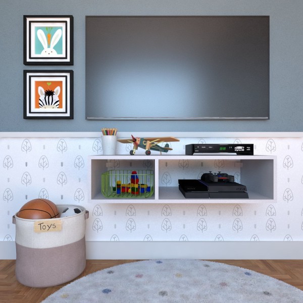 Encontraproduto.com.br - Nicho para Quarto Infantil 80cm Cinza Cristal