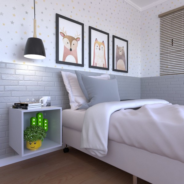 Encontraproduto.com.br - Nicho para Quarto Infantil 40cm MDP Cinza Cristal