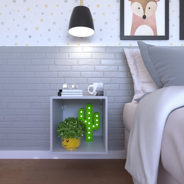 Encontraproduto.com.br - Nicho para Quarto Infantil 40cm MDP Cinza Cristal