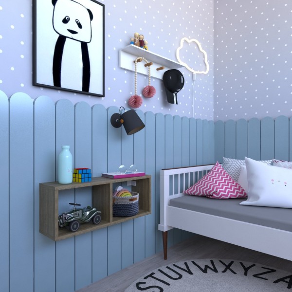Encontraproduto.com.br - Nicho para Quarto Infantil Retangular 60x16cm Carvalho Mel