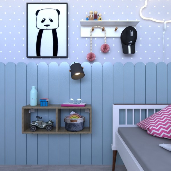 Encontraproduto.com.br - Nicho para Quarto Infantil Retangular 60x16cm Carvalho Mel