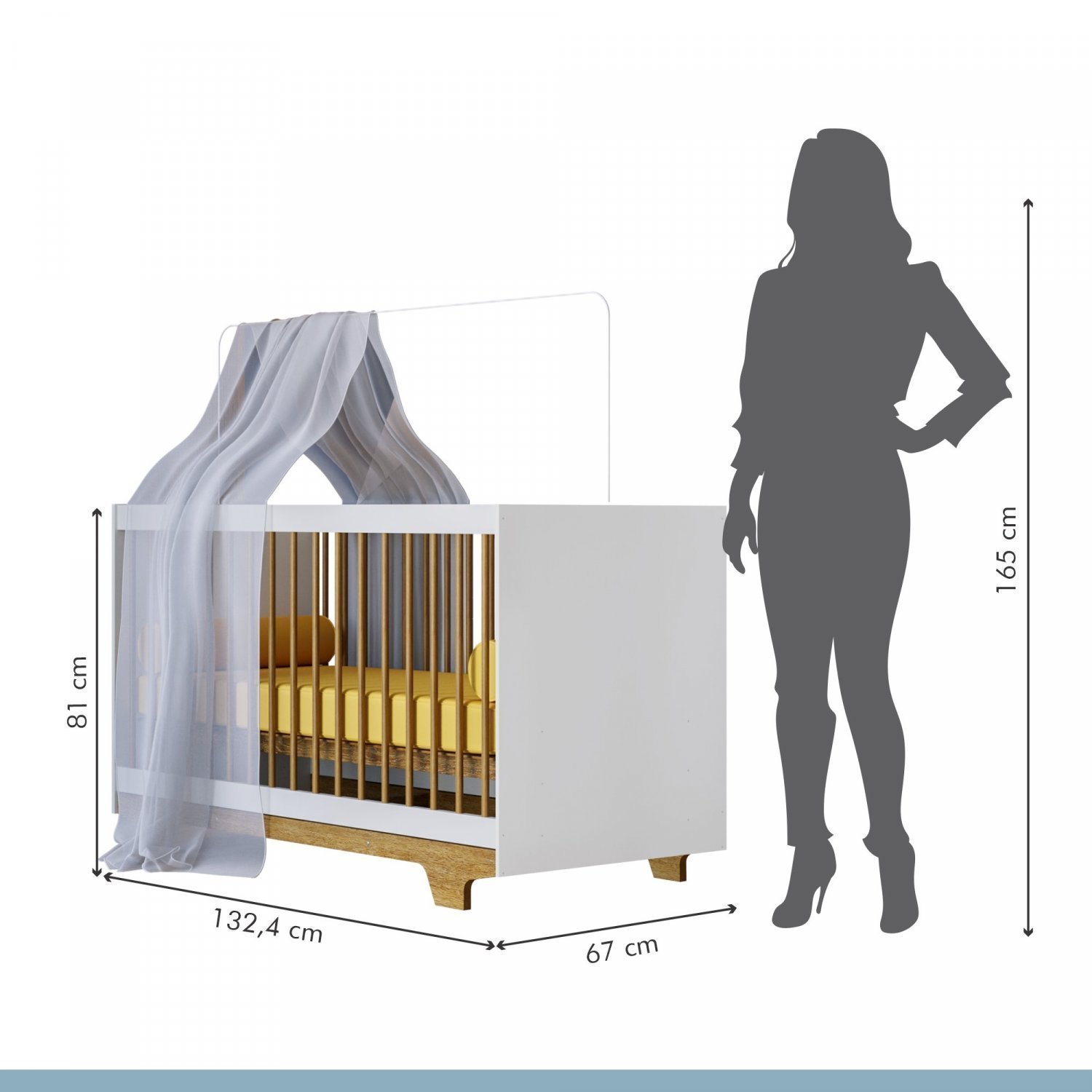 Encontraproduto.com.br - Quarto de Bebê 100% MDF Berço Minicama com Colchão e Cômoda Flocos Branco/Ypê