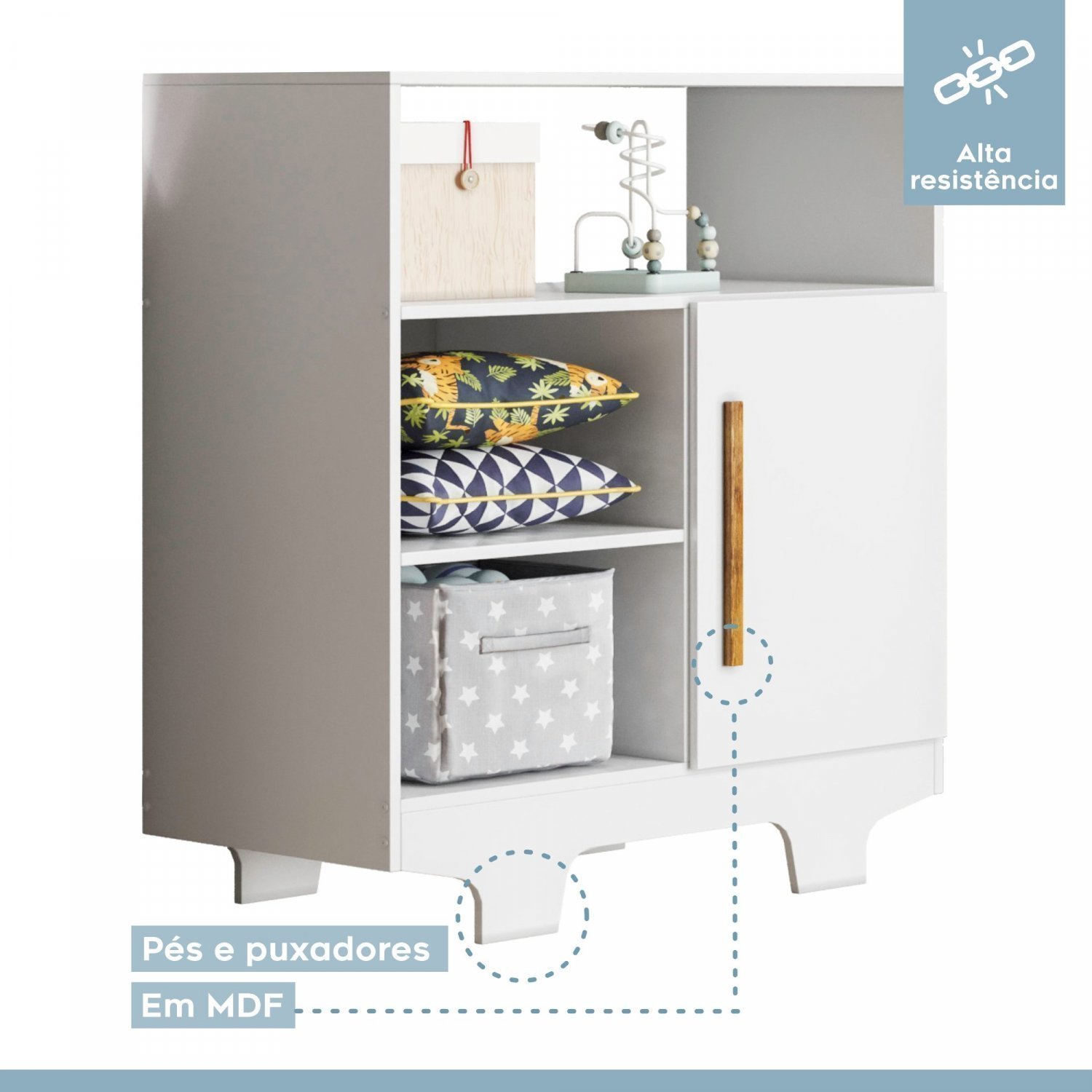 Encontraproduto.com.br - Quarto de Bebê 100% MDF com Berço Minicama, Cômoda e Guarda Roupa 3 Portas Flocos Branco