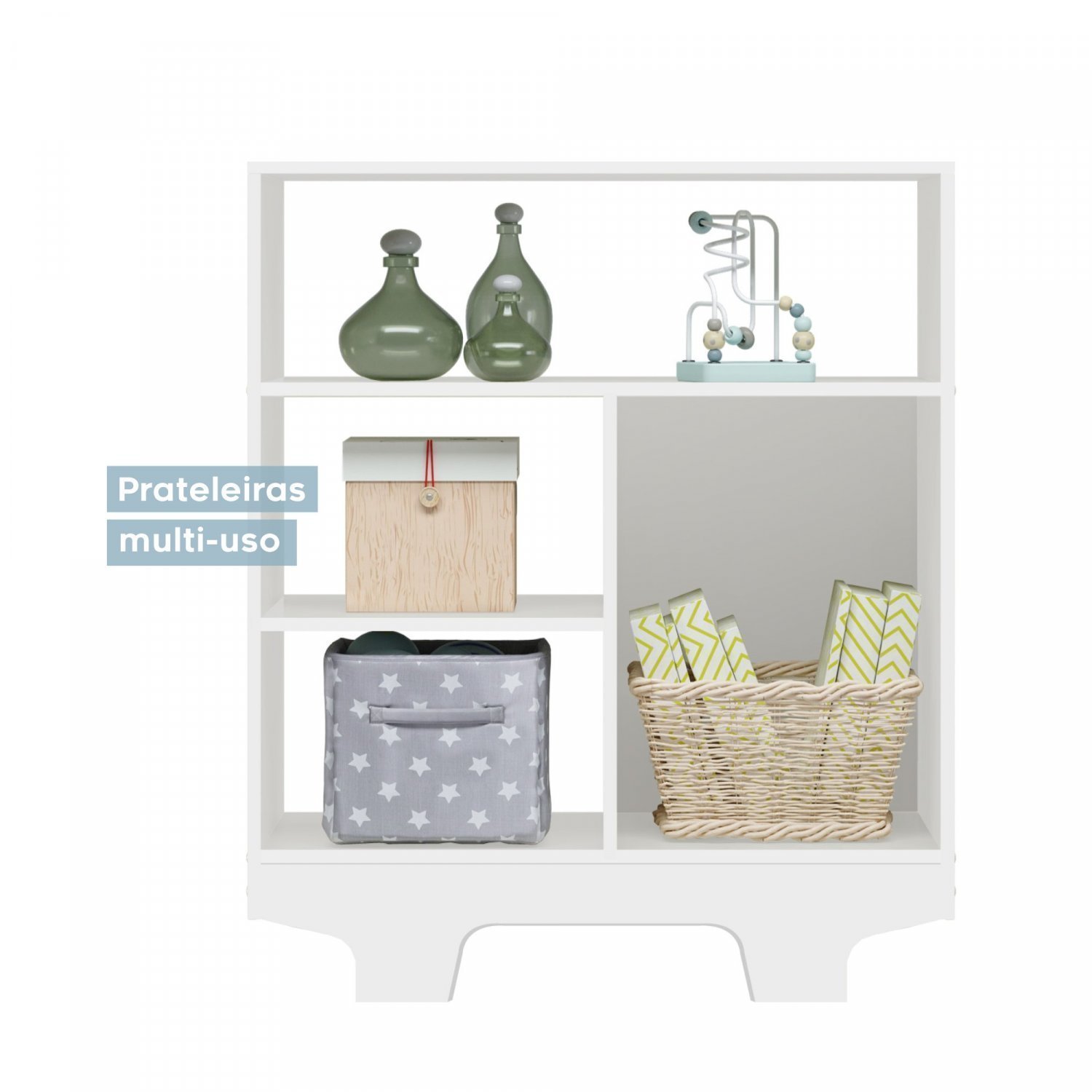 Encontraproduto.com.br - Quarto de Bebê 100% MDF com Berço Minicama, Cômoda e Guarda Roupa 3 Portas Flocos Branco