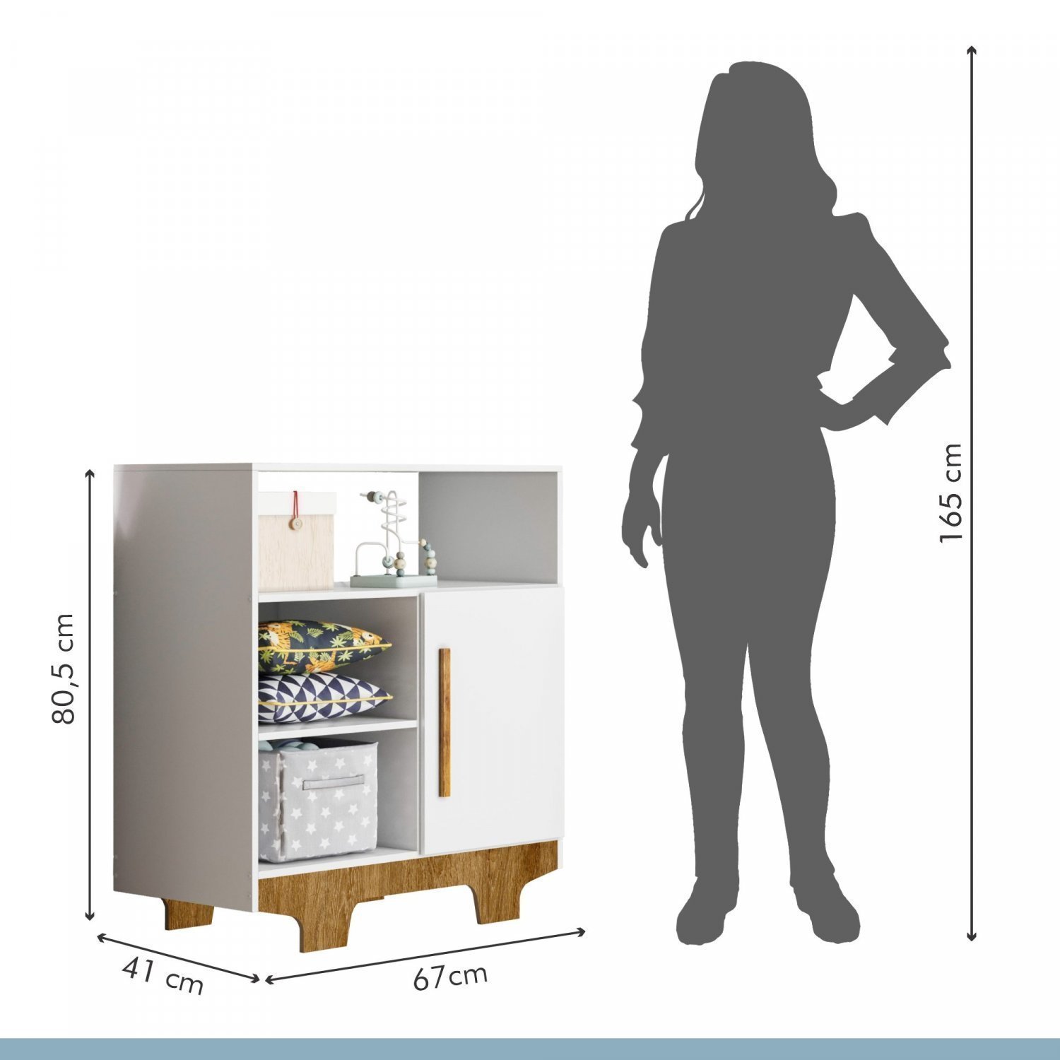 Encontraproduto.com.br - Quarto de Bebê 100% MDF com Berço Minicama, Cômoda e Guarda Roupa 3 Portas Flocos Branco/Ypê