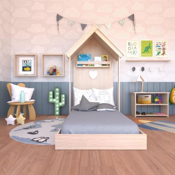 Encontraproduto.com.br - Quarto Infantil Cama Banqueta 2 Nicho e Prateleira Bramov Móveis Geneve