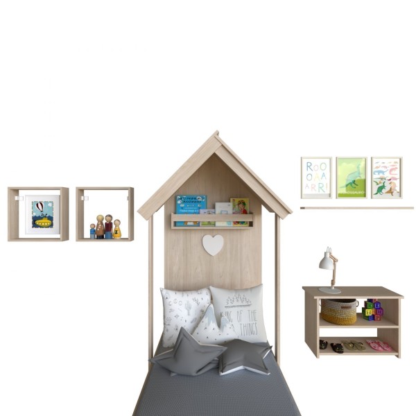 Encontraproduto.com.br - Quarto Infantil Cama Banqueta 2 Nicho e Prateleira Bramov Móveis Geneve