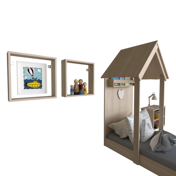 Encontraproduto.com.br - Quarto Infantil Cama Banqueta 2 Nicho e Prateleira Bramov Móveis Geneve