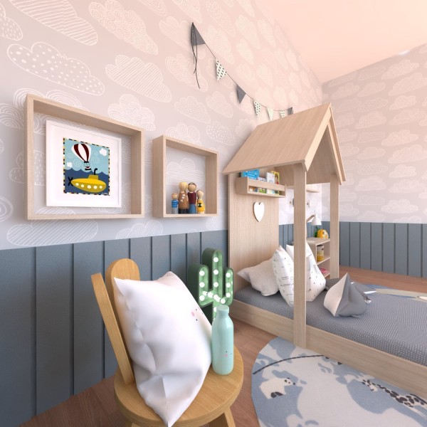 Encontraproduto.com.br - Quarto Infantil Cama Banqueta 2 Nicho e Prateleira Bramov Móveis Geneve