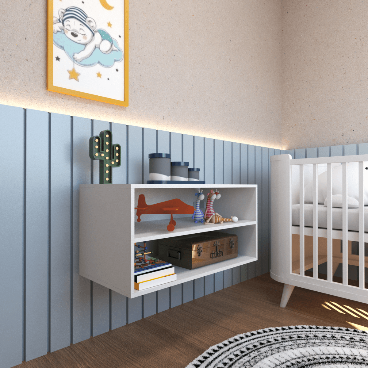 Nicho com Prateleira Quarto Infantil Bramov Móveis Branco