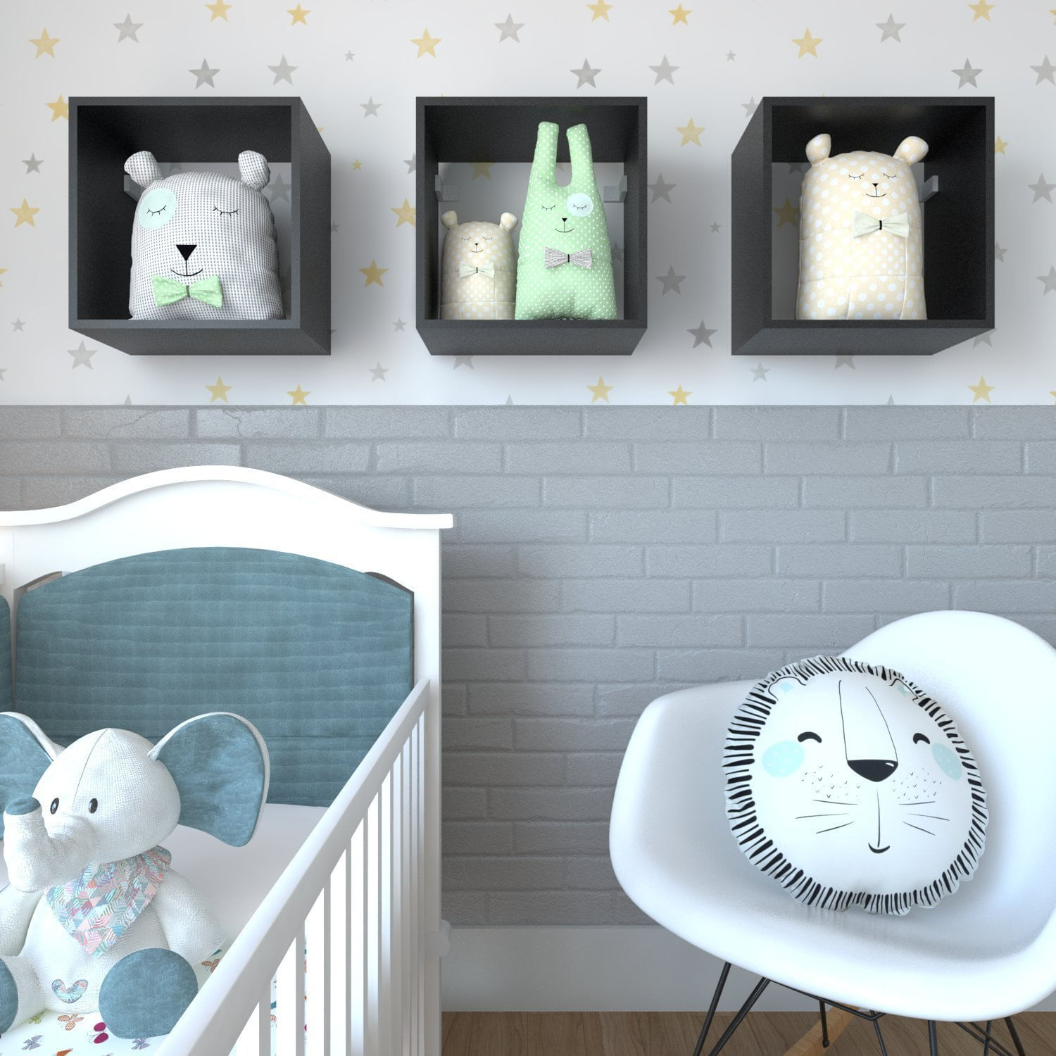 Encontraproduto.com.br - Conjunto com 2 Nichos Quarto Infantil Bramov Móveis Preto