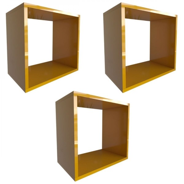 Encontraproduto.com.br - Conjunto 3 Nichos para Quarto Infantil Bramov Móveis Amarelo