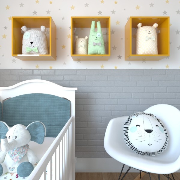 Encontraproduto.com.br - Conjunto 3 Nichos para Quarto Infantil Bramov Móveis Amarelo