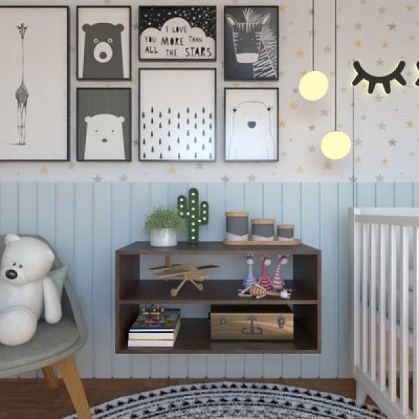 Encontraproduto.com.br - Conjunto 3 Nichos para Quarto Infantil Bramov Móveis Amarelo