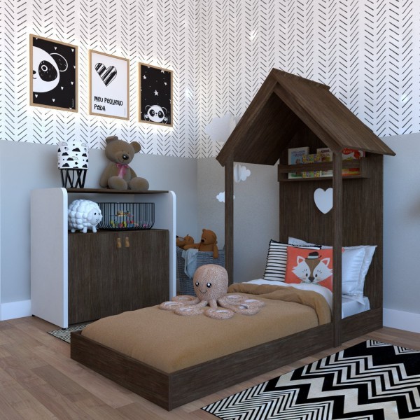 Encontraproduto.com.br - Quarto Infantil com Cama e Armário Espresso Móveis Ameixa Negra