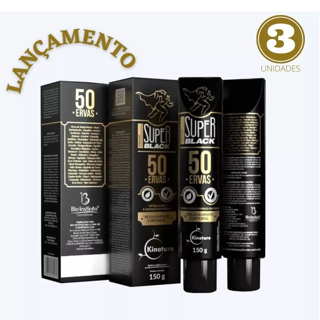 3 Pomadas Massagem Bio Instinto Black Premium 150g