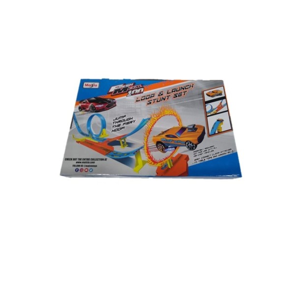 Encontraproduto.com.br - Pista e Carrinho Loop & Launch Stunt Set Fresh Metal 100 Maisto 12552