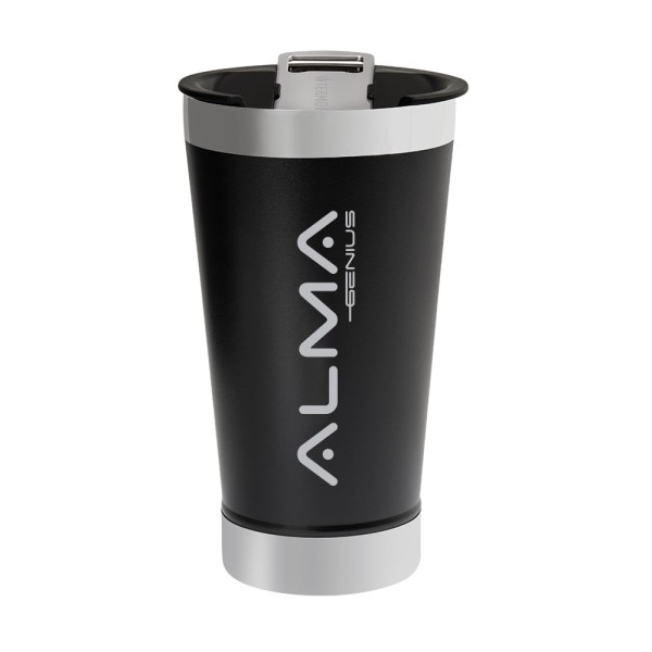 Copo Térmico Aço Inox Com Tampa E Abridor 500Ml Alma Genius Preto