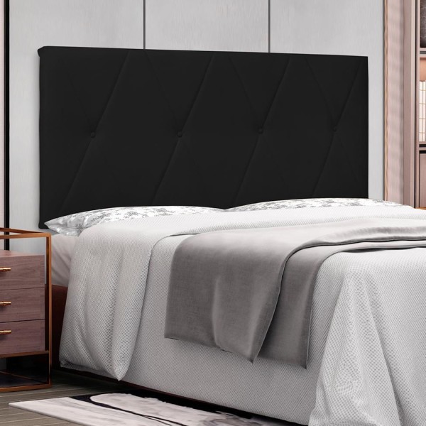 Encontraproduto.com.br - Painel para Cama Box Queen Aquilla Poliuretano Preto