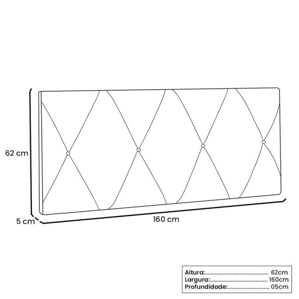 Encontraproduto.com.br - Painel para Cama Box Queen Aquilla Poliuretano Preto