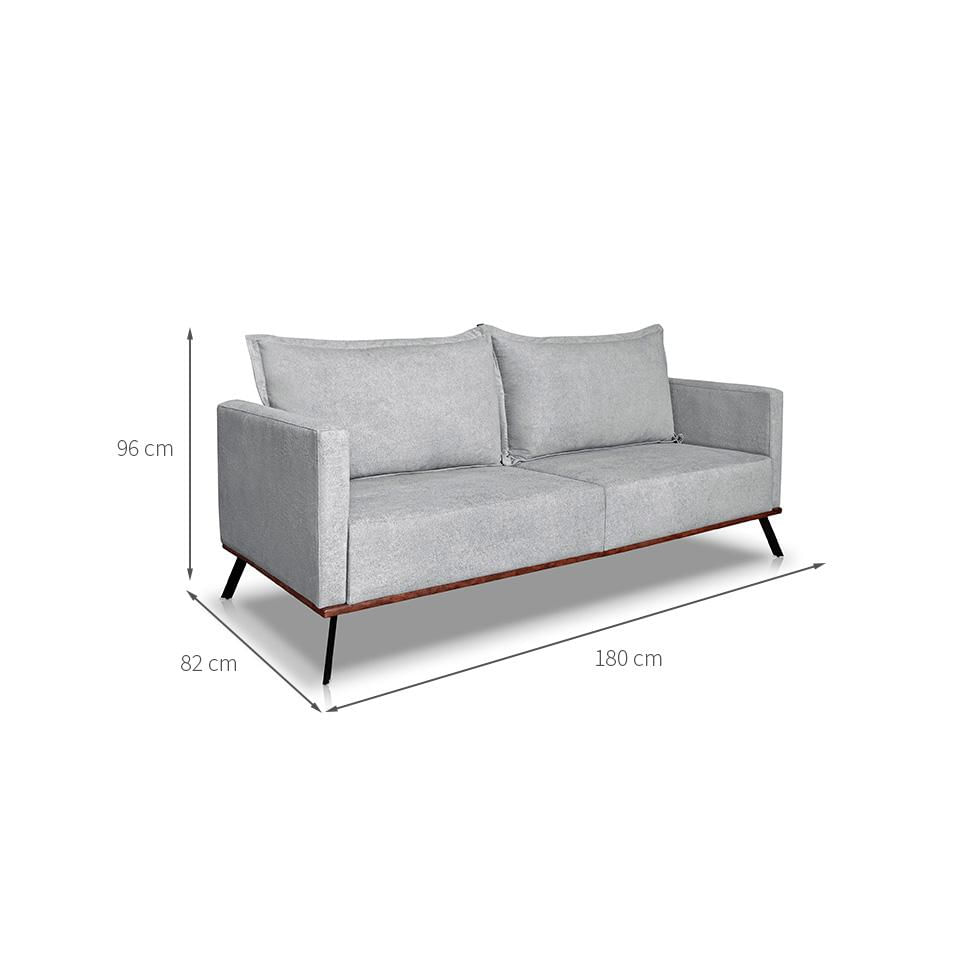 Sofá 3 Lugares Zeus Linho Bouclê Cinza Claro 180 cm