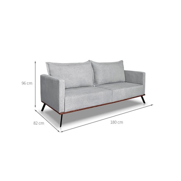 Encontraproduto.com.br - Sofá 3 Lugares Zeus Linho Bouclê Cinza Claro 180 cm