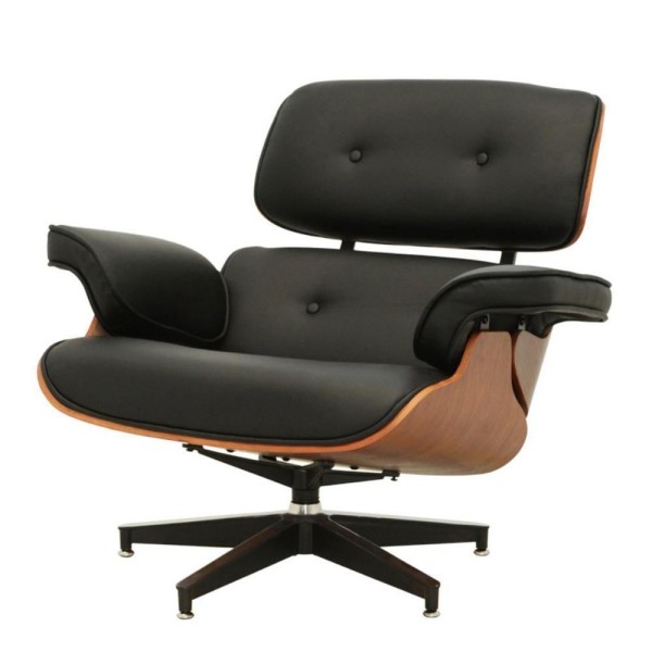 Poltrona Giratória Charles Eames Rivatti Pu Preto Base Alumínio