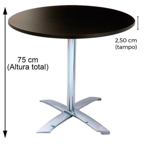 Encontraproduto.com.br - Mesa Gama Dobrável Em Alumínio 75 Cm (Altura) Com Tampo Em Mdp Redonda 80 Cm Preto