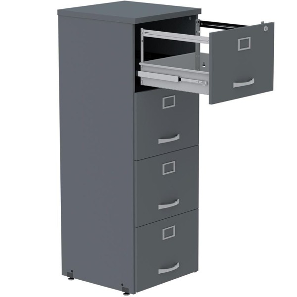 Encontraproduto.com.br - Armário De Arquivo Oficio Pe25 Pandin 45,70 Cm (Largura) Em Mdp Liso Grafito Com 4 Gavetas