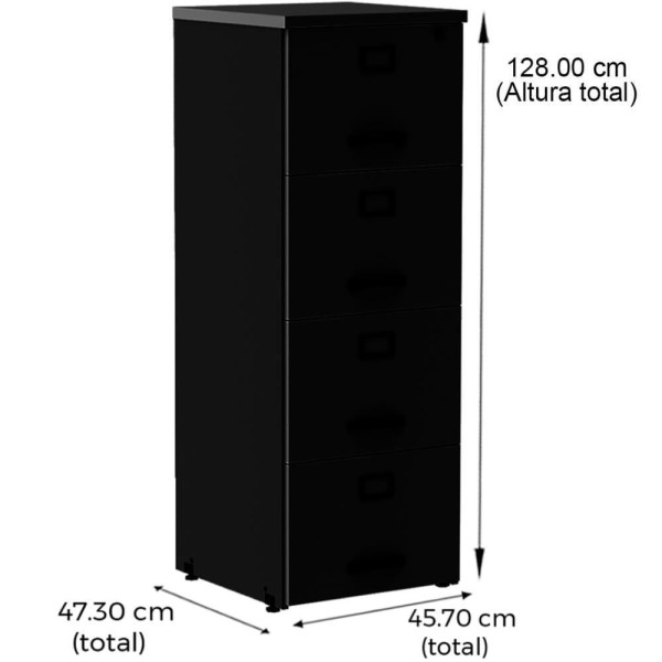 Encontraproduto.com.br - Armário De Arquivo Oficio Pe25 Pandin 45,70 Cm (Largura) Em Mdp Liso Grafito Com 4 Gavetas