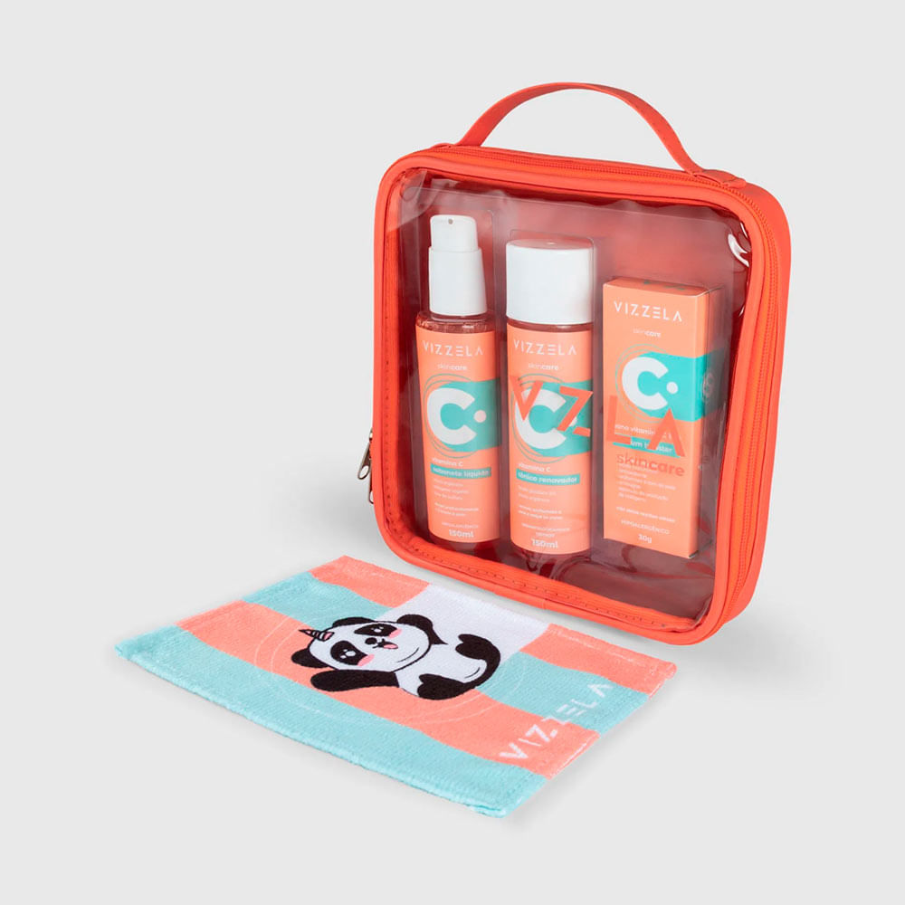 Encontraproduto.com.br - Vizzela Vitamina C Kit Sabonete Tônico Sérum Toalhinha Necessaire Kit