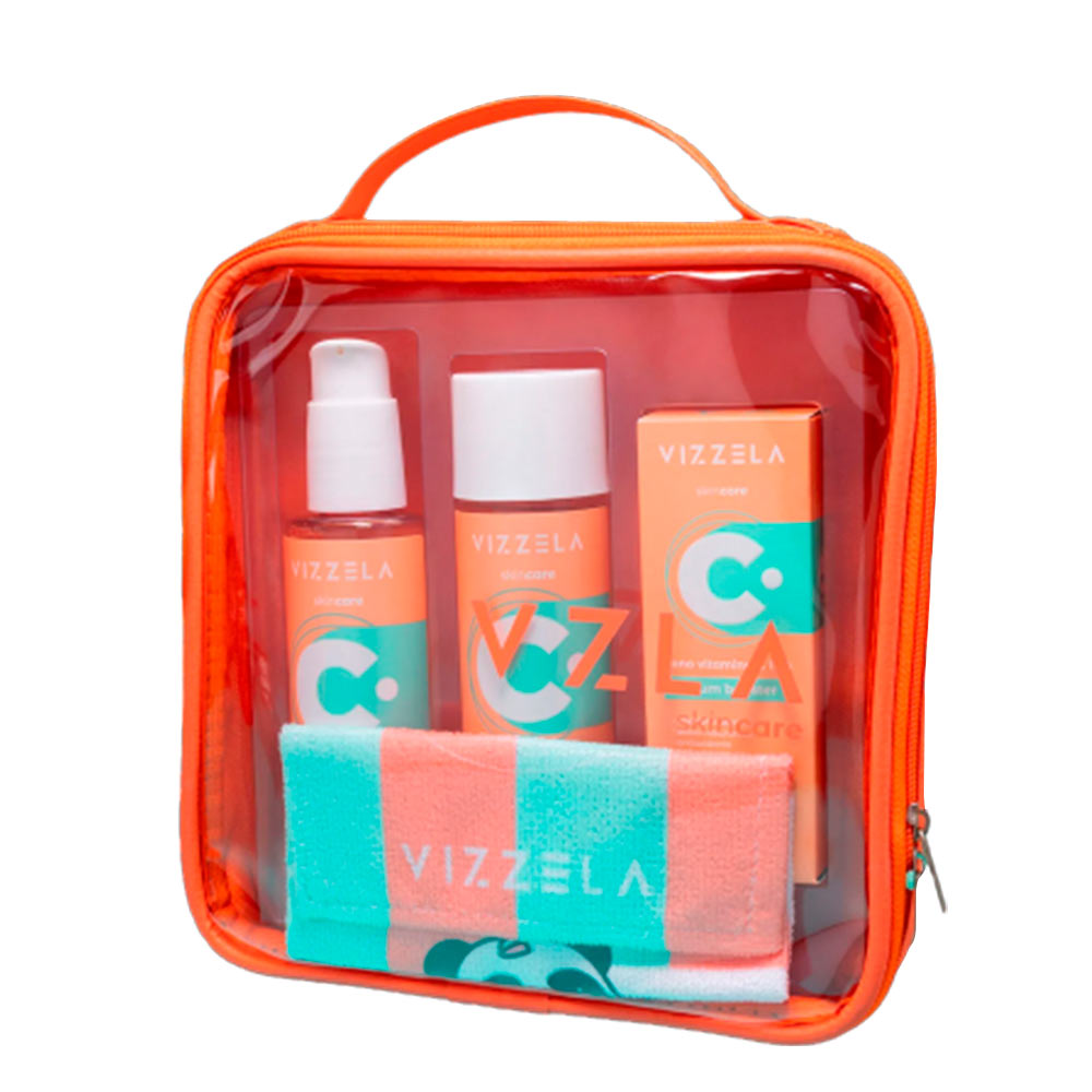 Encontraproduto.com.br - Vizzela Vitamina C Kit Sabonete Tônico Sérum Toalhinha Necessaire Kit