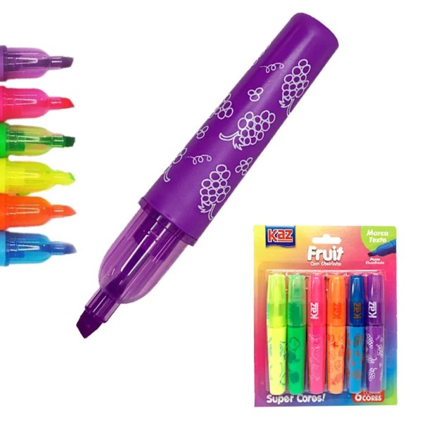 Encontraproduto.com.br - MARCA TEXTO FRUIT COM CHEIRINHO - 6 CORES - KZ6006 - KAZ