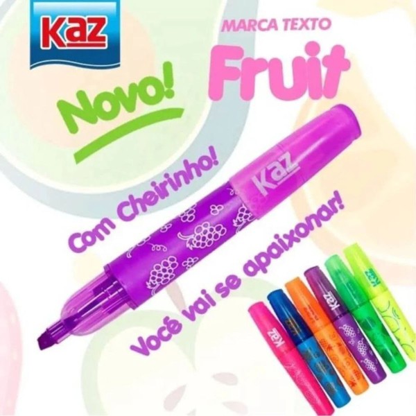 Encontraproduto.com.br - MARCA TEXTO FRUIT COM CHEIRINHO - 6 CORES - KZ6006 - KAZ