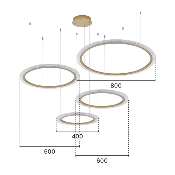 Encontraproduto.com.br - Lustre Pendente Astraled Aspectral PL-9742 Dourado Led Bivolt
