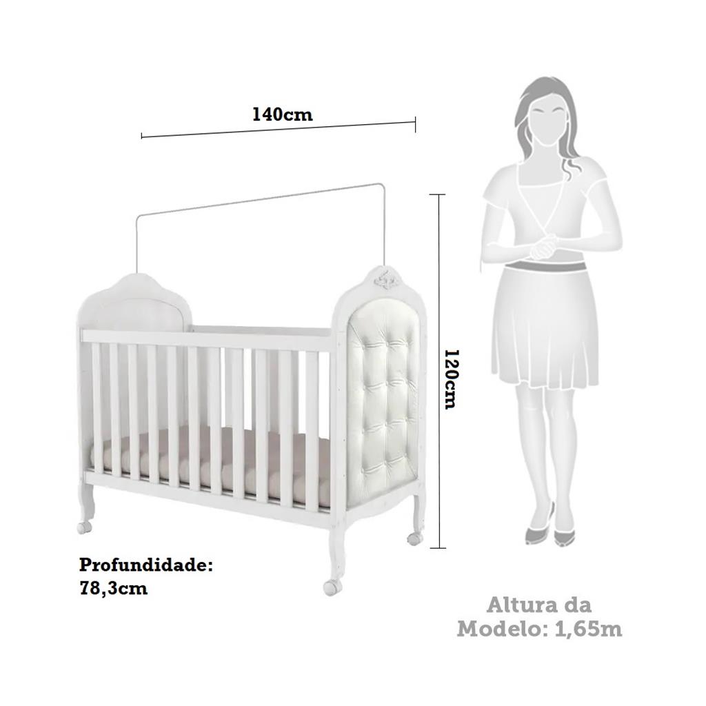 Encontraproduto.com.br - Quarto de Bebê com Berço Mini Cama com Capitonê MDF Cômoda Elô New Móveis Peroba