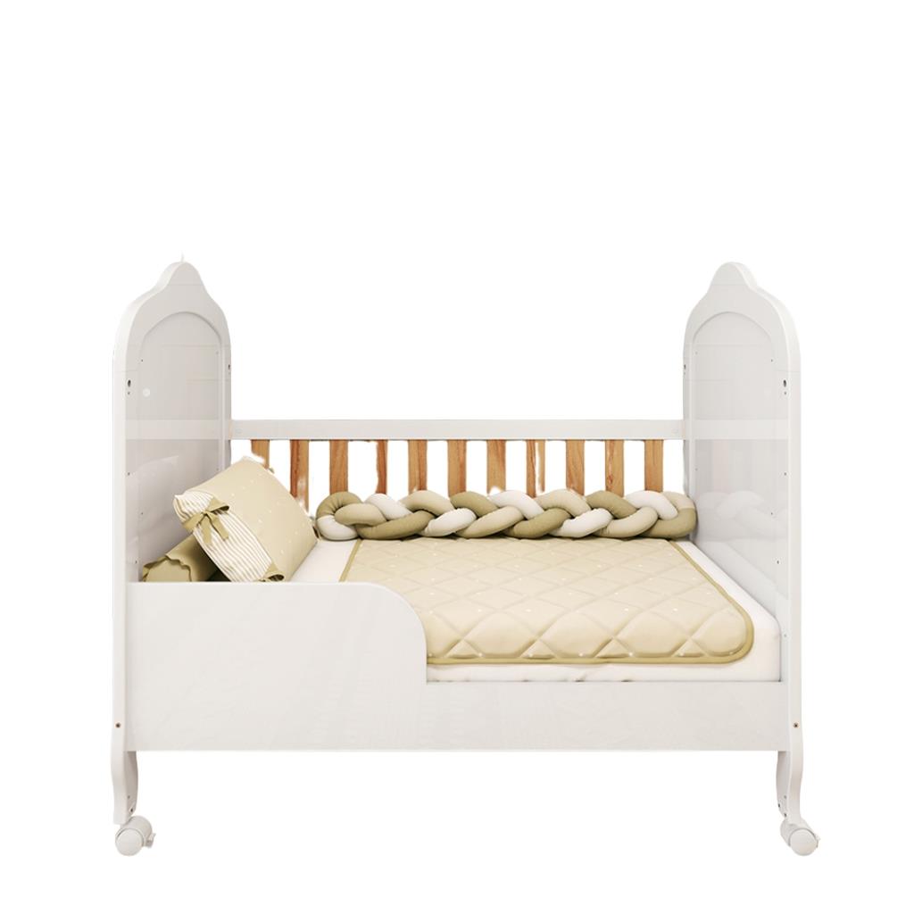 Encontraproduto.com.br - Quarto de Bebê Completo com Berço Mini Cama com Capitonê Guarda Roupa e Cômoda MDF com Janela Elô New Móveis Peroba