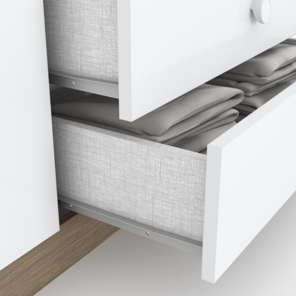 Encontraproduto.com.br - Quarto de Bebê Guarda Roupa 3 Portas 2 Gavetas e Cômoda 5 Gavetas Bala de Menta Henn