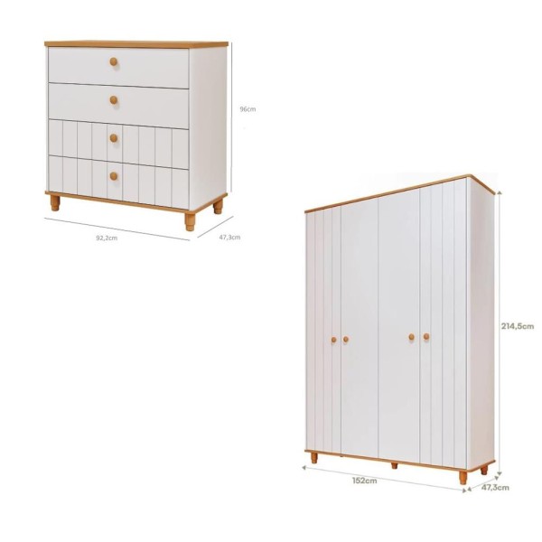 Encontraproduto.com.br - Quarto de Infantil Completo Guarda Roupa 4 Portas e Cômoda 4 Gavetas 100% MDFLívia Permobili