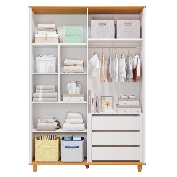 Encontraproduto.com.br - Quarto de Infantil Completo Guarda Roupa 4 Portas e Cômoda 4 Gavetas 100% MDFLívia Permobili