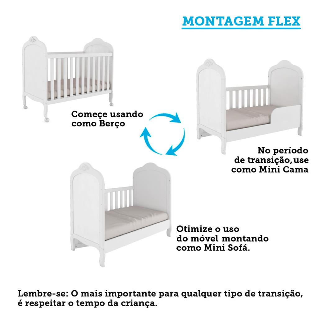 Encontraproduto.com.br - Quarto de Bebê Completo com Berço Mini Cama  e Guarda Roupa 100% MDF com Janela Elô New Móveis Peroba