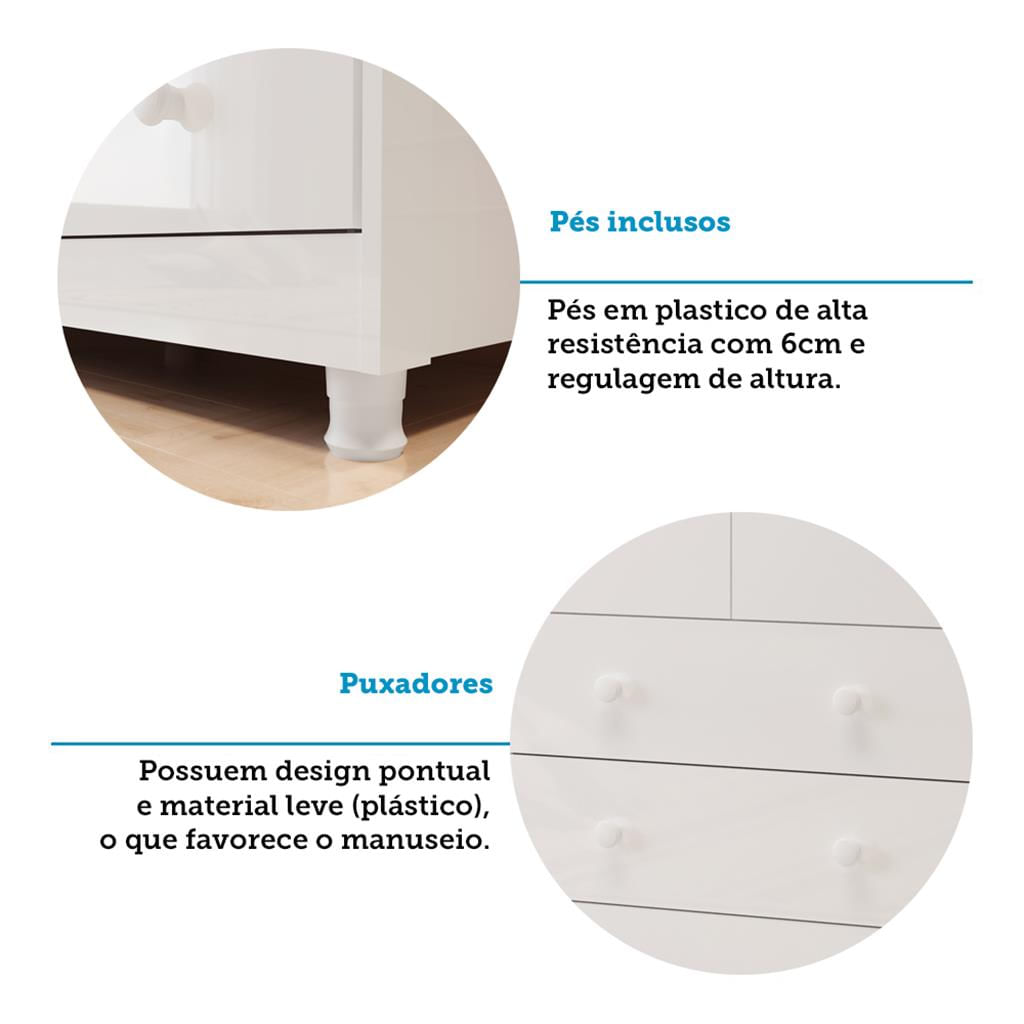 Encontraproduto.com.br - Quarto de Bebê Completo com Berço Mini Cama e Guarda-Roupa 100% MDF Elô New Móveis Peroba