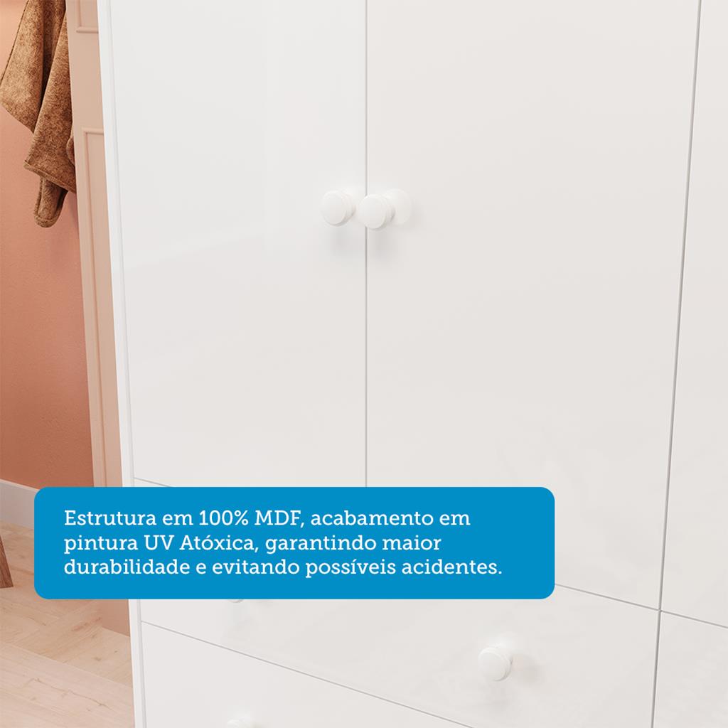 Encontraproduto.com.br - Quarto de Bebê Completo com Berço Mini Cama e Guarda-Roupa 100% MDF Elô New Móveis Peroba
