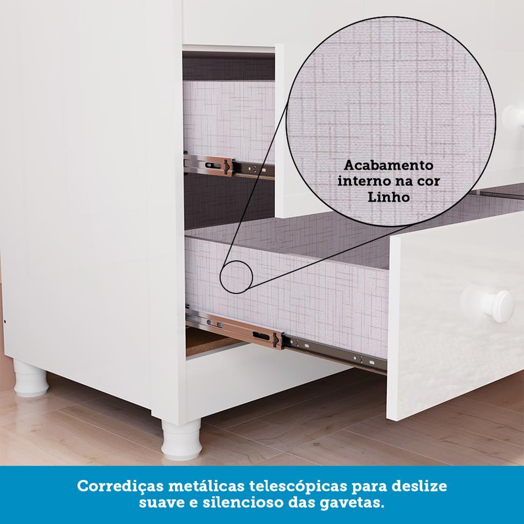Encontraproduto.com.br - Quarto de Bebê Completo com Berço Mini Cama com capitonê Guarda-Roupa e Cômoda 100% MDF Elô New Móveis Peroba