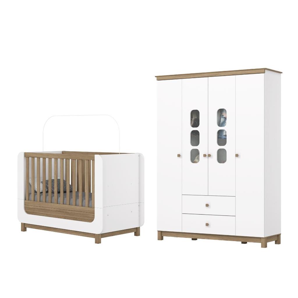 Encontraproduto.com.br - Quarto de Bebê com Guarda Roupa e Berço Aconchego Henn
