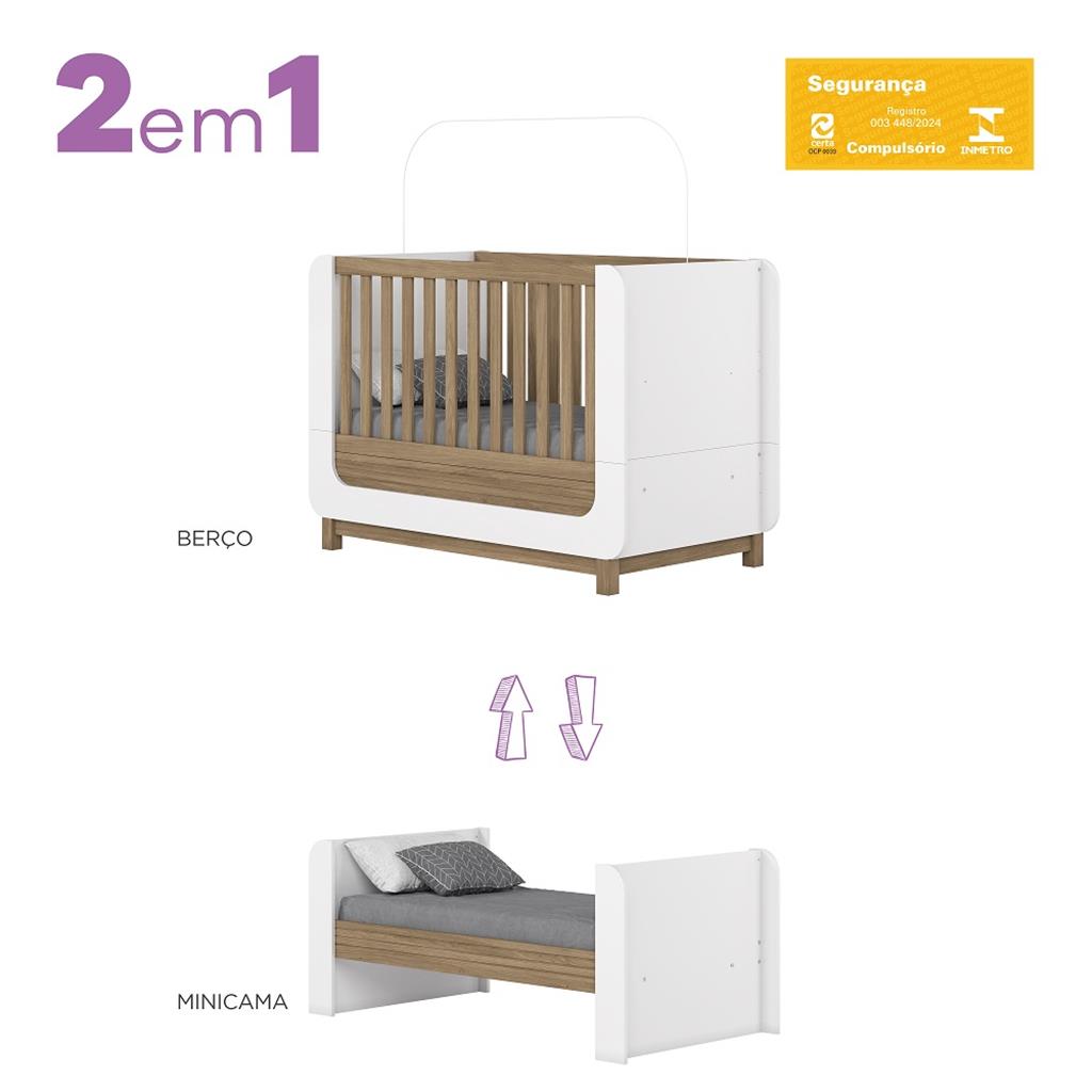 Encontraproduto.com.br - Quarto de Bebê com Guarda Roupa e Berço Aconchego Henn
