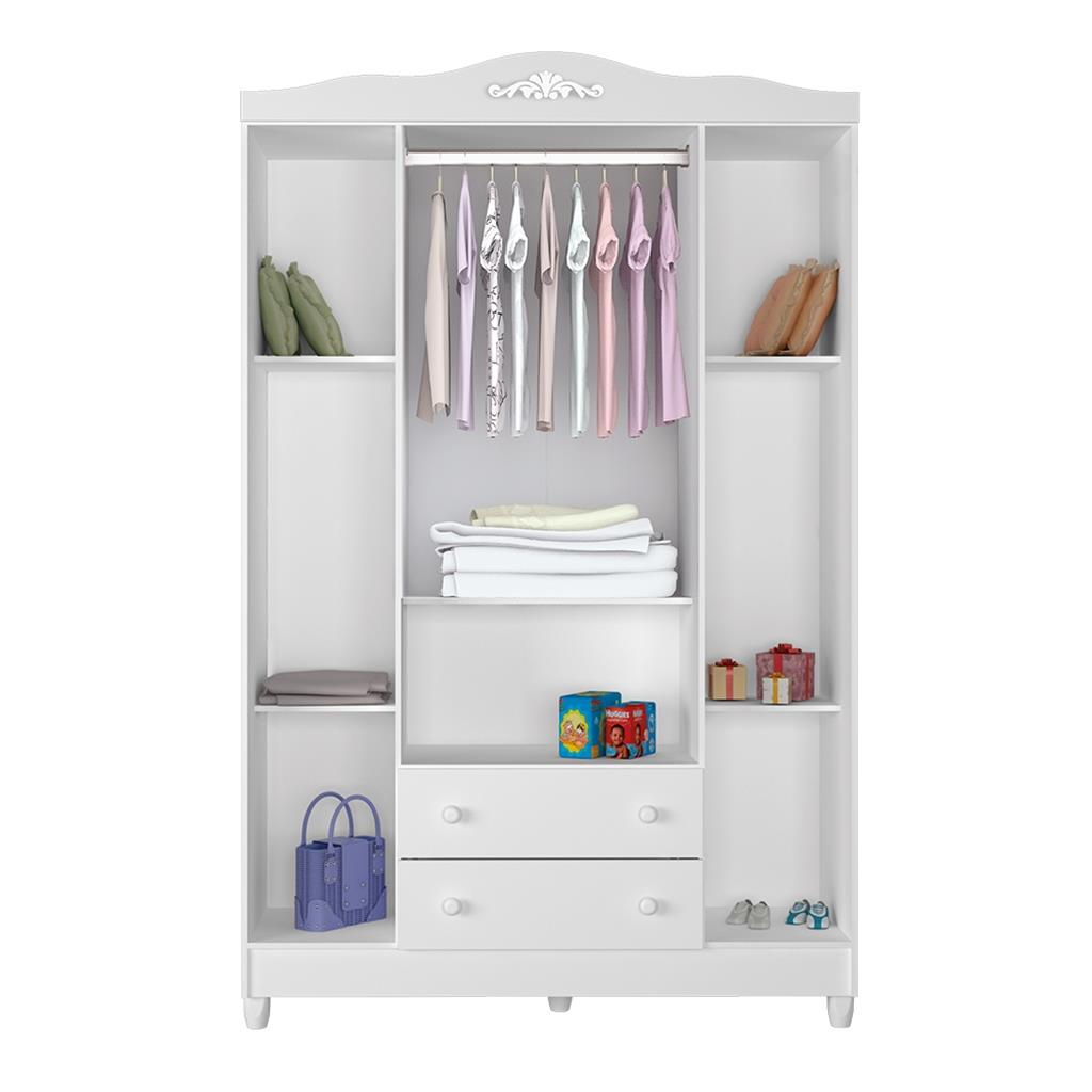 Encontraproduto.com.br - Quarto de Bebê Completo Berço Mini Cama Cômoda 4 gavetas e Guarda-Roupa 4 portas Lila Carolina Baby