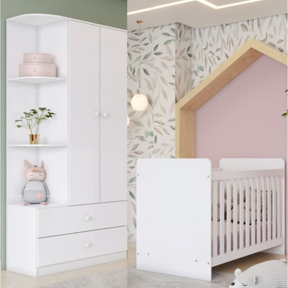 Quarto de Bebê com Guarda Roupa e Berço Labirinto Henn